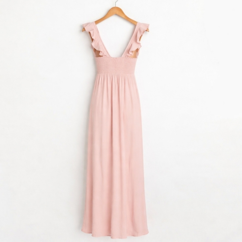 Show Me Your Mumu June Maxi Dress Dusty Blush Crisp L - Picture 5 of 8